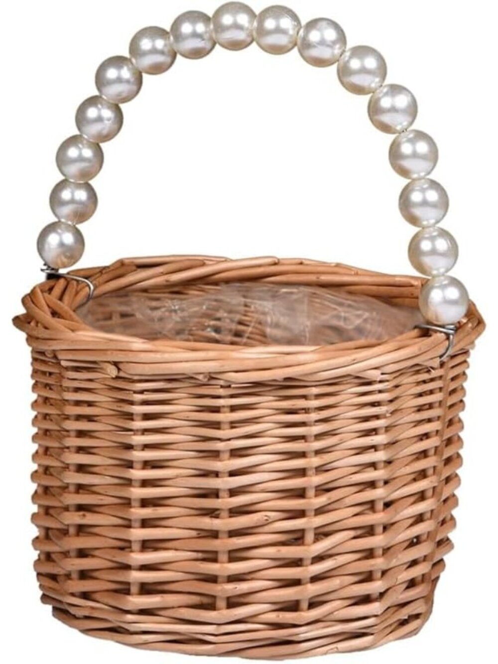 Wicker Rattan Flower Girl Basket,Pearl Handle Flower Basket,Flower Girl Basket f - Picture 1 of 8